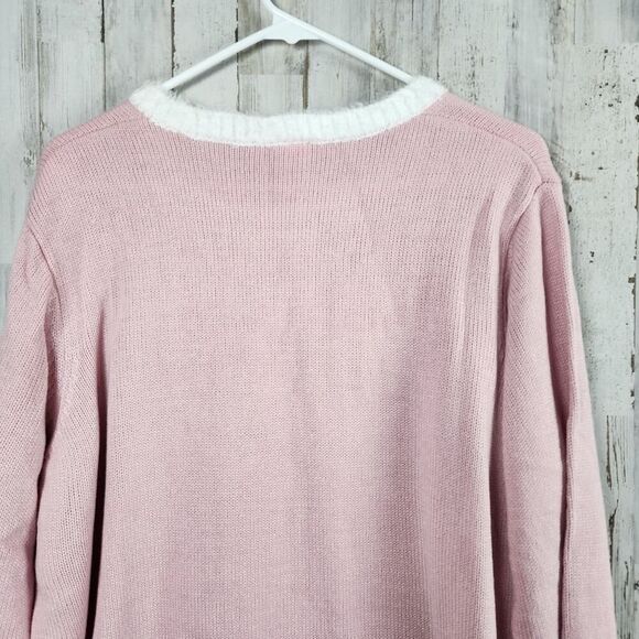 Holiday Time Holiday Sequin Meowy Kitty Cat Sweater Pink Size XL 16-18 - Picture 7 of 10
